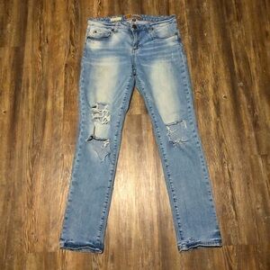 Kut From The Kloth Jeans Women's 2 Katy Boyfriend Distressed Stretchy Mid Rise D